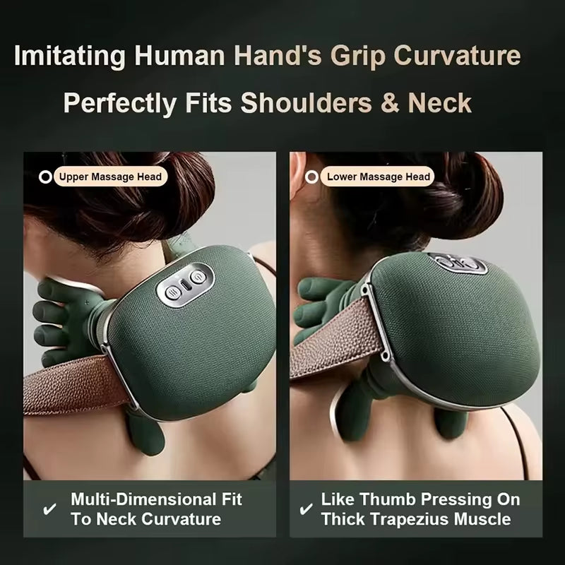 Bionic Neck Shoulder Massager Heated Back Massagers Electric Kneading Muscles Massage Pillow Neck Waist Leg Body ﻿3-Level Modes