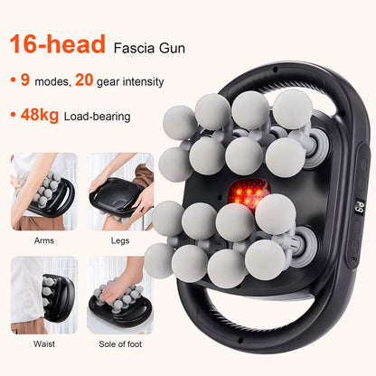 16-Head Fascia Gun High-Frequency Vibration Body Massage Gun Back and Waist Massager Neck Shoulder Massager Muscle Masajeador